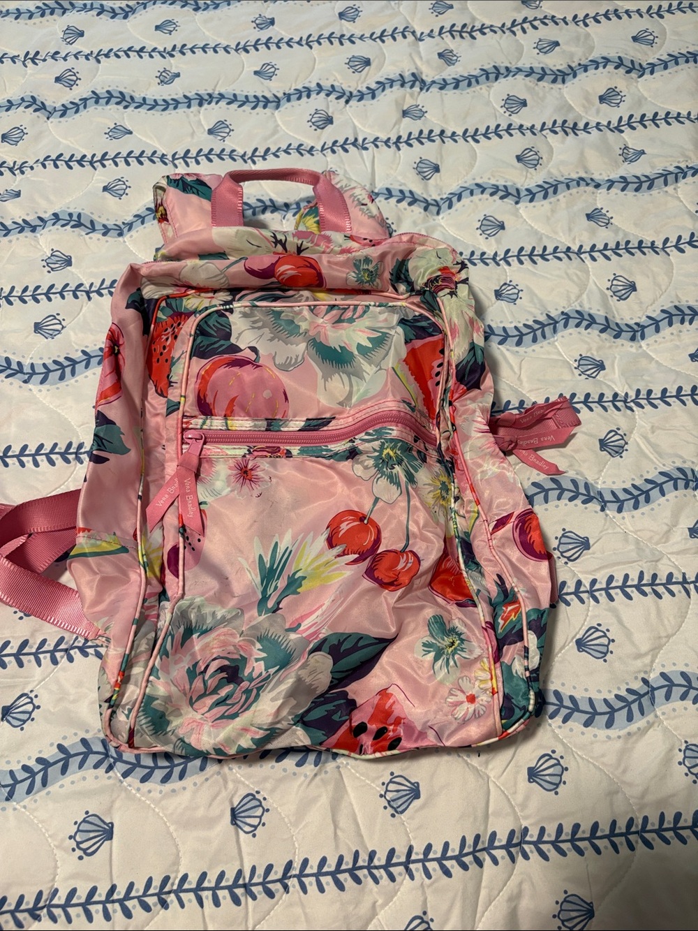 Vera Bradley Pink Floral Women's Backpack - Lightweight Floral Print Bag